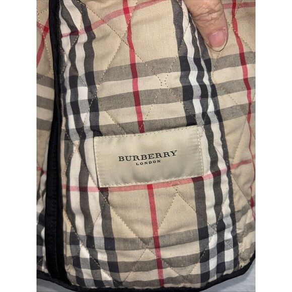 Burberry London Quilted Jacket Coat Nova Check Diamond Women M Snaps Pockets - Picture 8 of 11